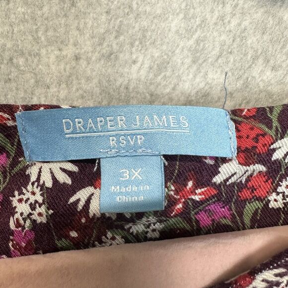 Draper James Plus Size 3X Multi Color Floral Puff Sleeve Boho Fairy Blouse Top - Picture 8 of 12